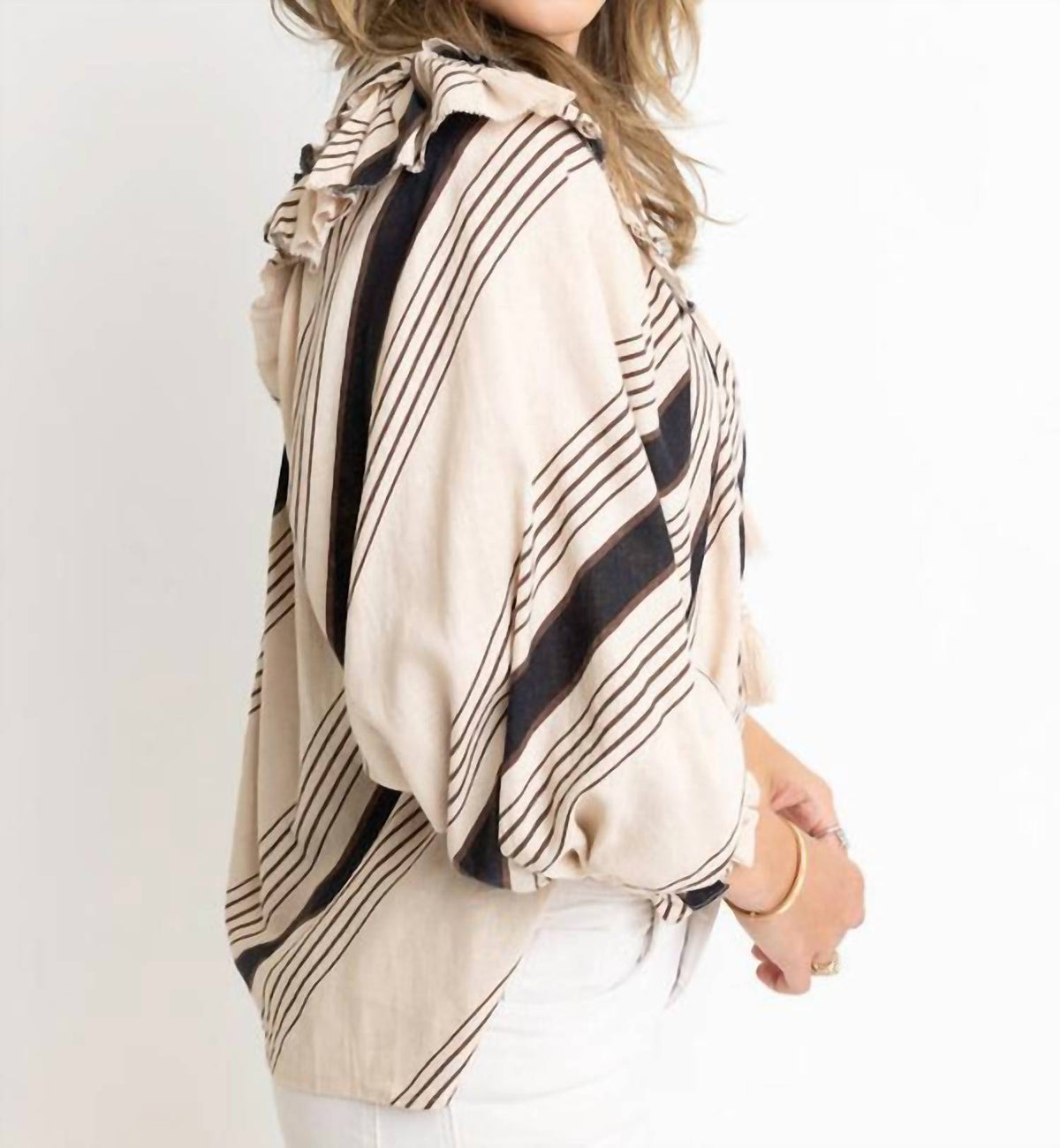 Karlie - Stripe Puff Sleeve Top