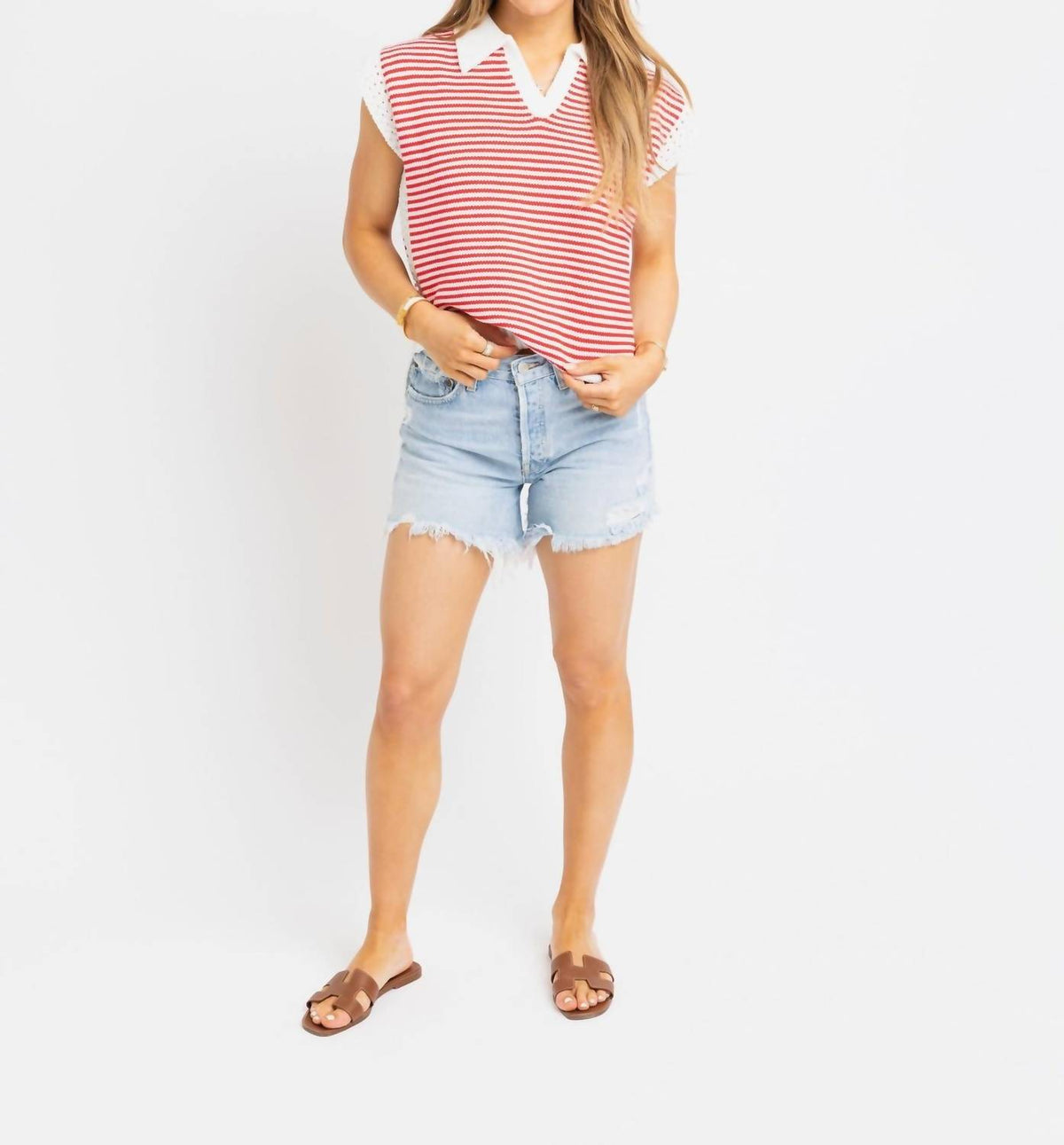 Karlie - Stripe V-neck Sleeveless Sweater
