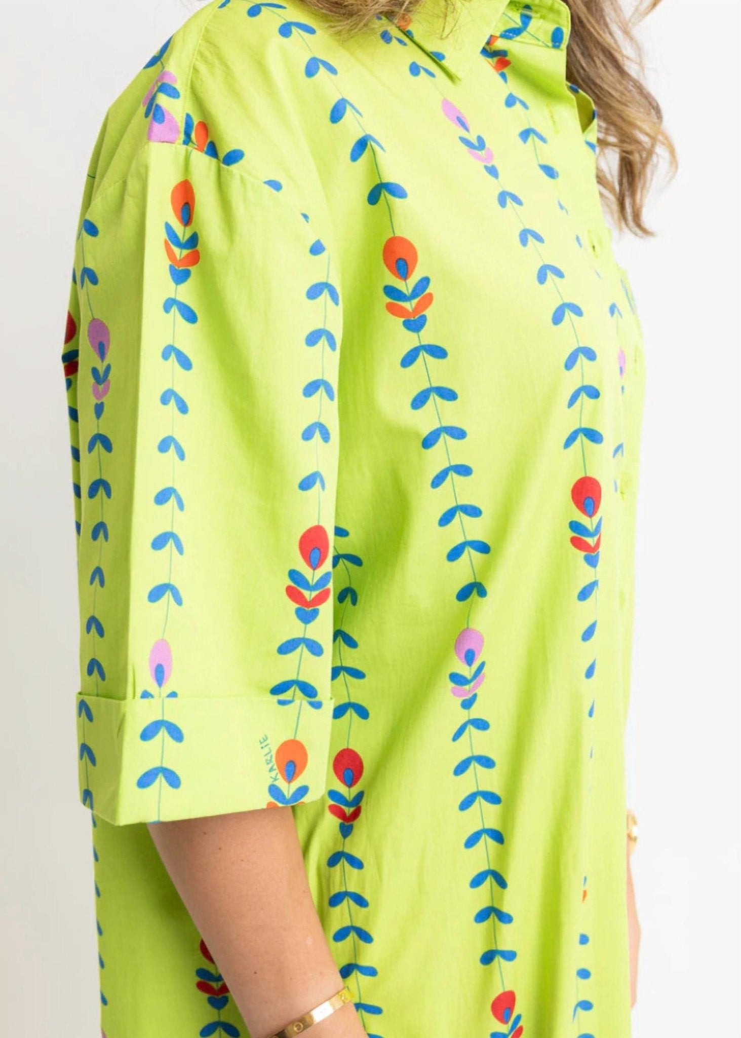 Karlie - Vine Print Shirt Dress - clothing - cotton - dresses