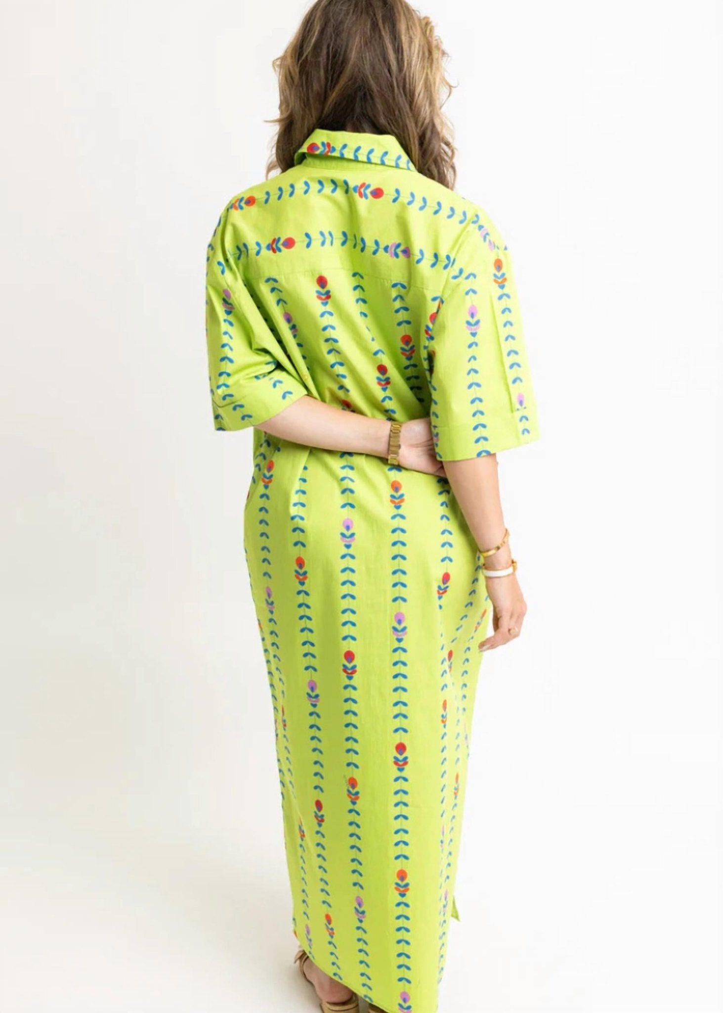 Karlie - Vine Print Shirt Dress - clothing - cotton - dresses