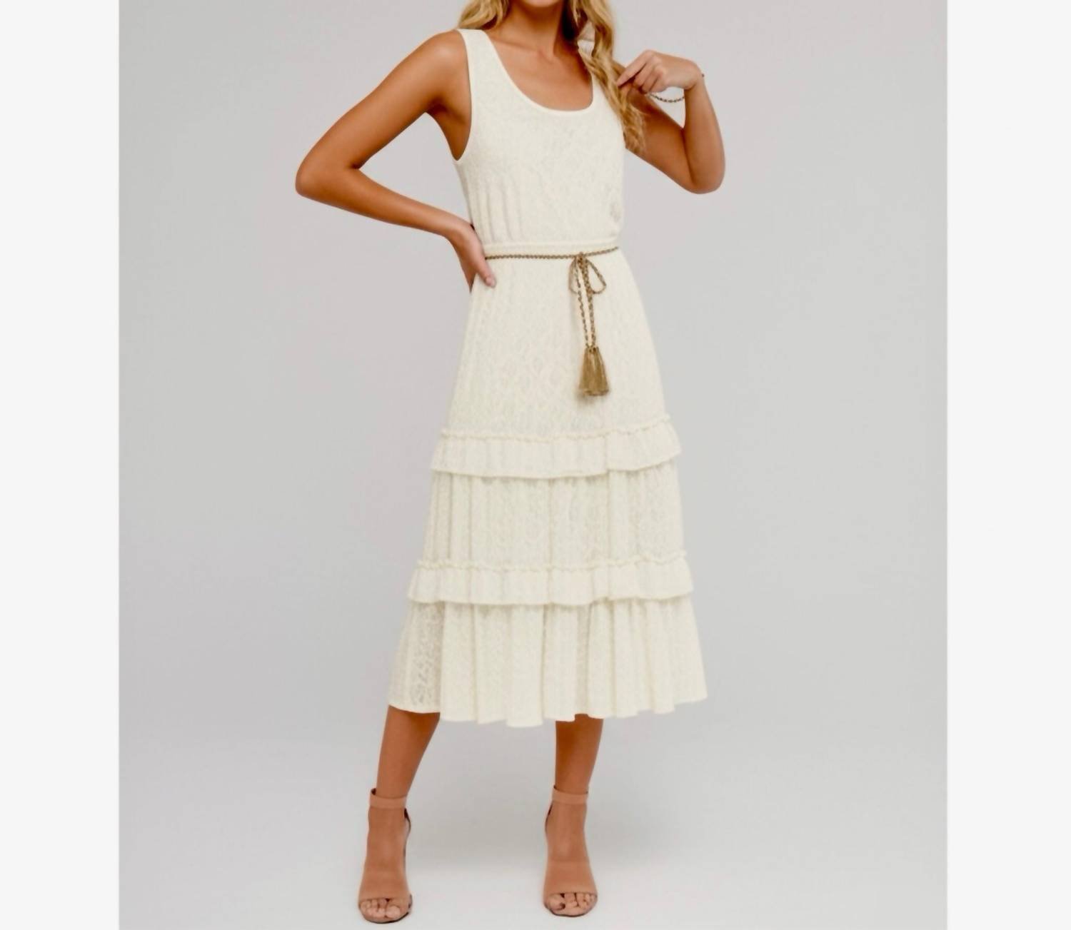 Kate And Lily - Lace Boho Daydream Sleeveless Midi Dress - clothing - cotton - dresses