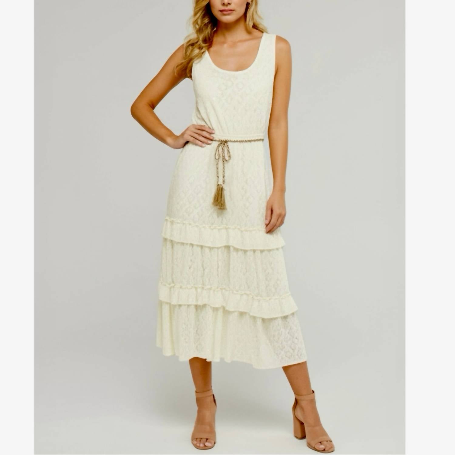 Kate And Lily - Lace Boho Daydream Sleeveless Midi Dress - clothing - cotton - dresses