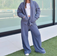 Katie J Nyc - Cody Zip Hoodie - blue - clothing - cotton - blend
