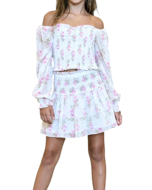 Katie J Nyc - Girl's Chloe Sheer Sleeve Peasant Top - blouses - clothing - floral