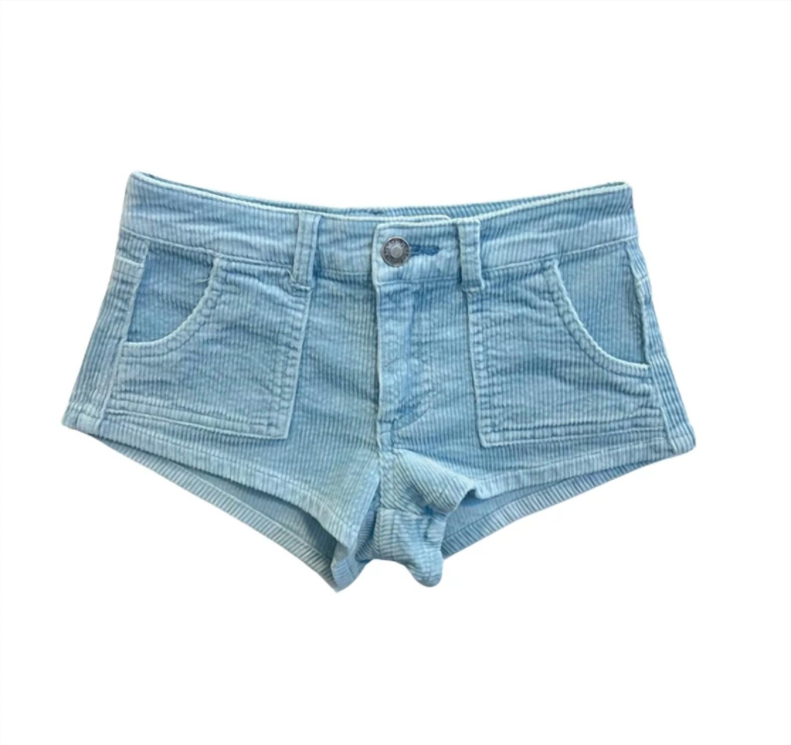 Katie J Nyc - Girl's Denver Corduroy Shorts - blue - bottoms - clothing
