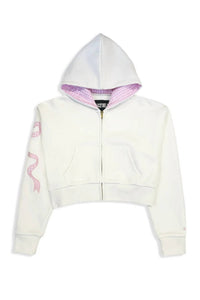 Katie J Nyc - Girl's Dylan Bow Crop Zip Jacket - clothing - cotton - graphic