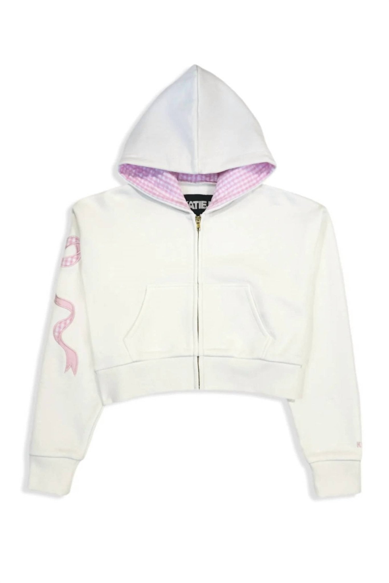Katie J Nyc - Girl's Dylan Bow Crop Zip Jacket - clothing - cotton - graphic