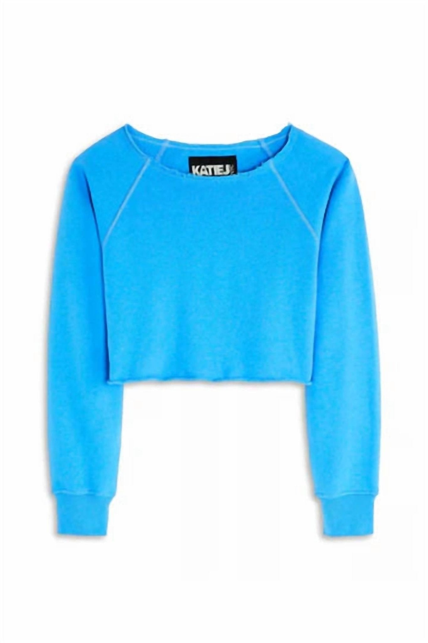 Katie J Nyc - Girl's Shane Off The Shoulder Crop Top - blue - clothing - hoodies