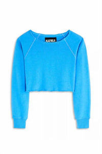 Katie J Nyc - Girl's Shane Off The Shoulder Crop Top - blue - clothing - hoodies