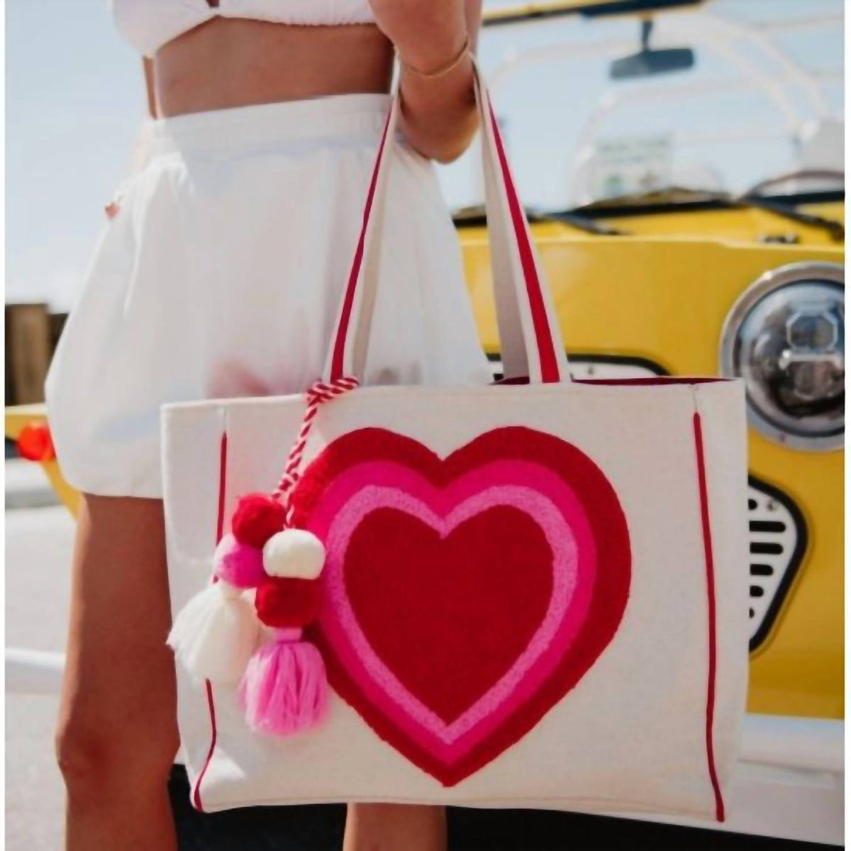 Katydid - Beating Heart Chenille Canvas Tote Bag