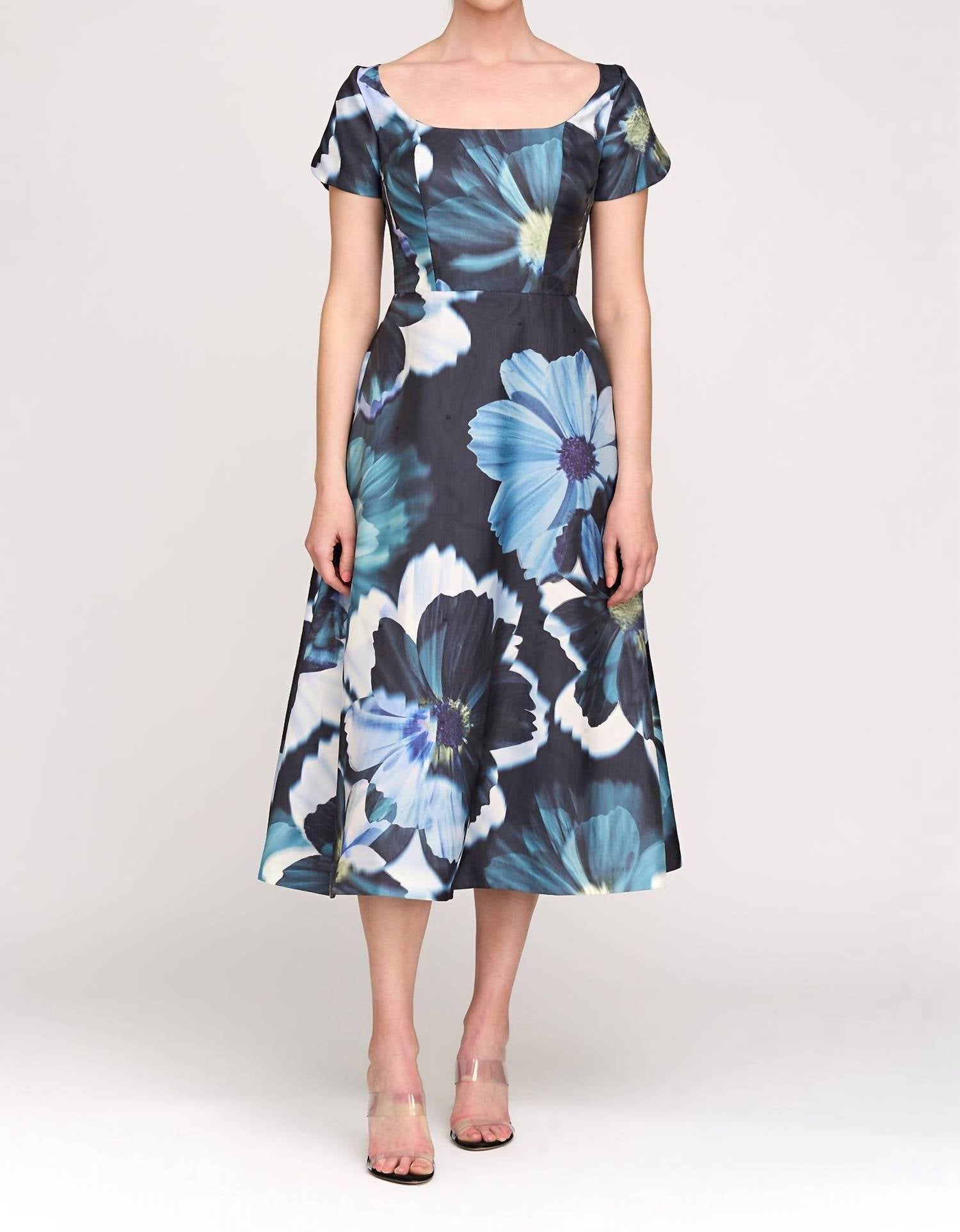 Kay Unger - Emma Tea Length Dress - blue - clothing - dresses