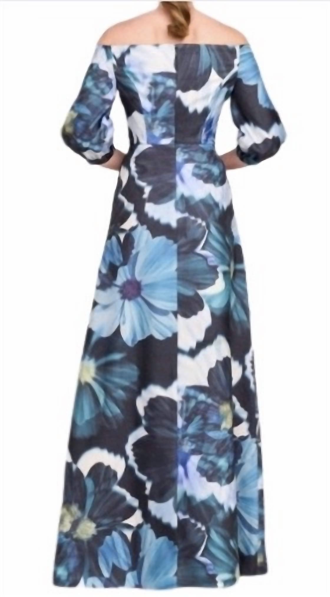 Kay Unger - Floral off the shoulder gown - blue - clothing - dresses