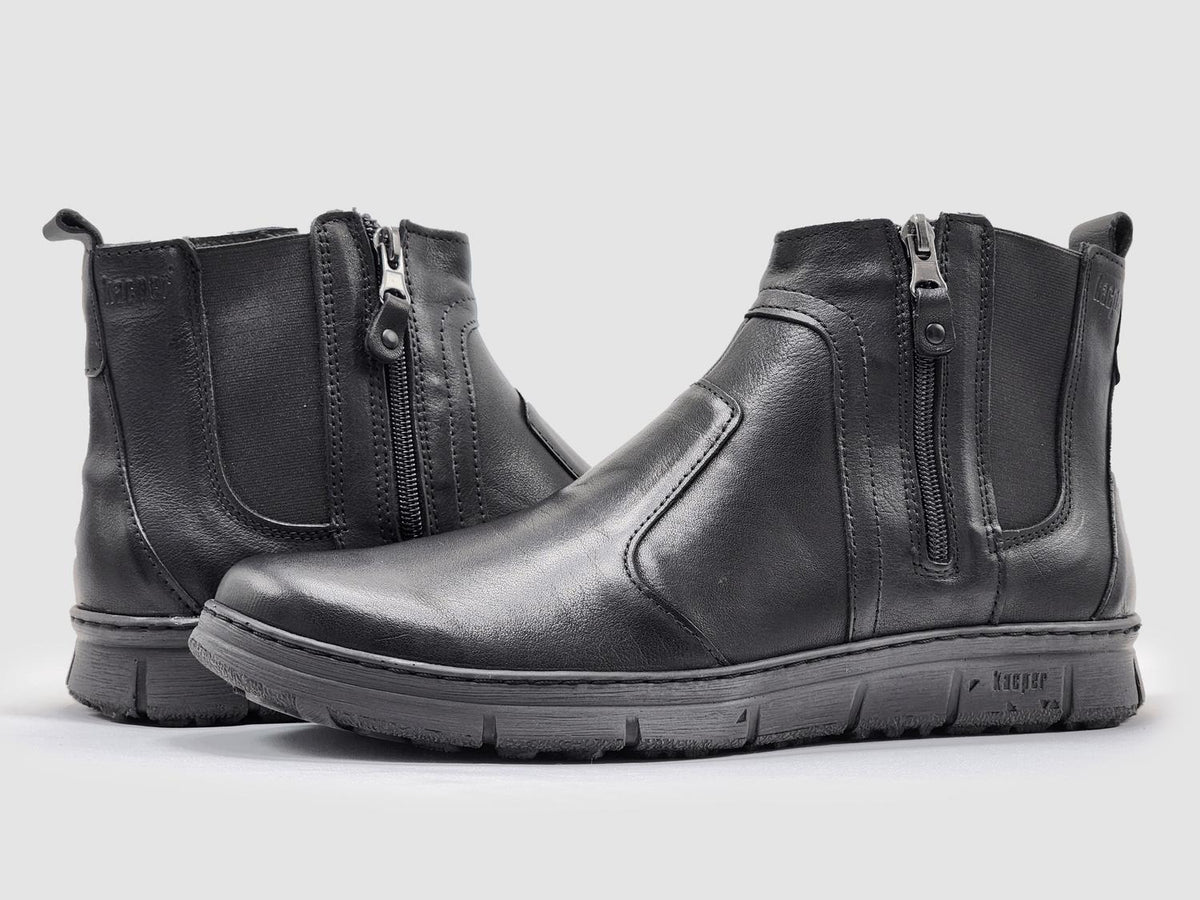 Kcr Group - Men's Everyday Thin Wool-lined Zip-up Leather Boots