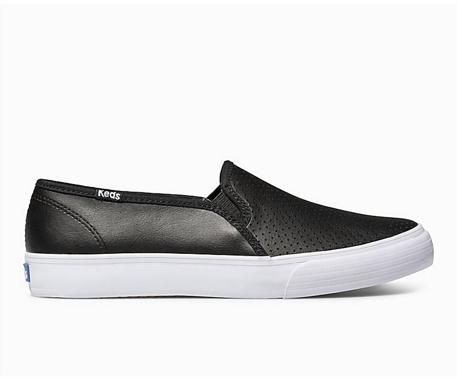 Keds - Women's Double Decker Perforated Leather Shoe - black - flats - leather
