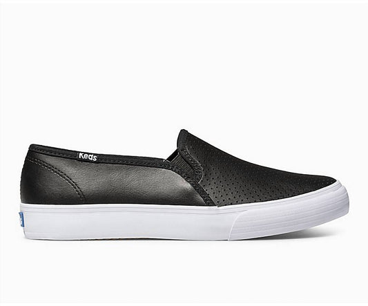 Keds - Women's Double Decker Perforated Leather Shoe - black - flats - leather