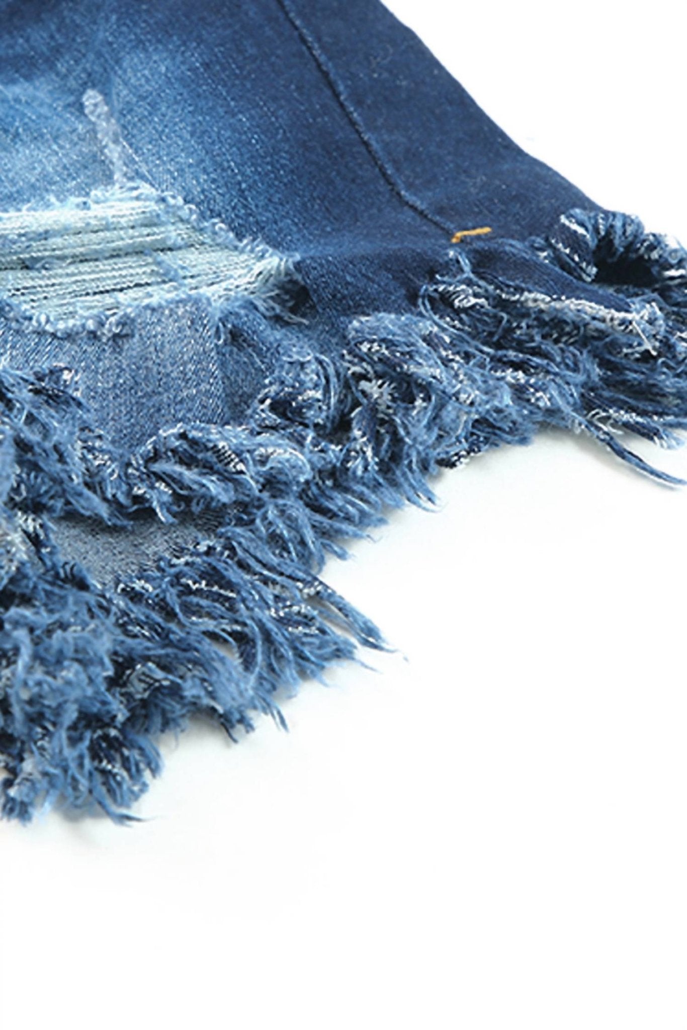 Kelsey Randall - High Waist Distressed Skinny Fit Denim Shorts - blue - clothing - cotton - blend