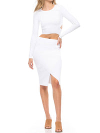 Kendall + Kylie - Compact Overlap Pencil Skirt - clothing - knee - length - skirts - midi
