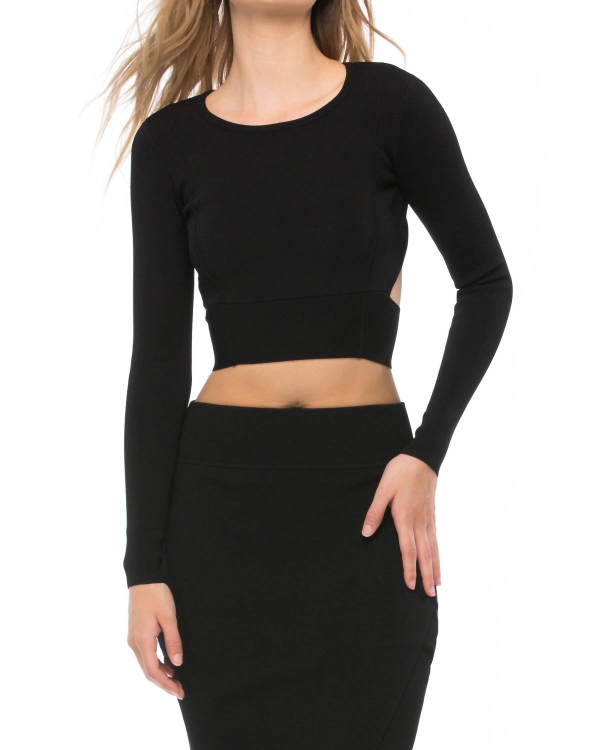 Kendall + Kylie - Compact Overlap Pencil Skirt - black - clothing - knee - length - skirts