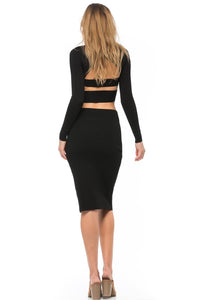 Kendall + Kylie - Compact Overlap Pencil Skirt - black - clothing - knee - length - skirts