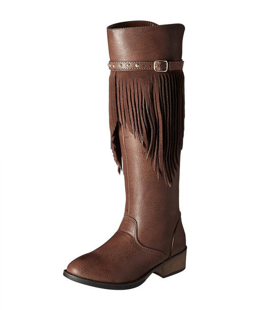 Kenneth Cole - Girls Downtown Fringe Boots - boots - brown - kids