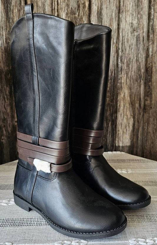 Kenneth Cole - Girls Kennedy Hunt Boot - black - boots - faux - leather