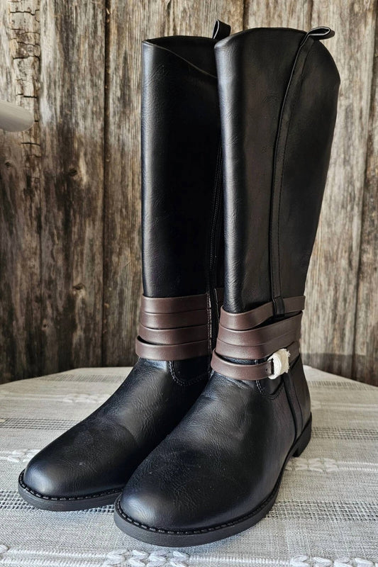 Kenneth Cole - Girls Kennedy Hunt Boot - black - boots - faux - leather