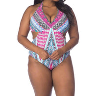 Kenneth Cole Reaction - Underwire One Piece Swimsuit - Plus - bikinis - blue - clothing