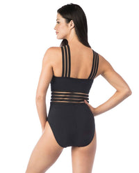 Kenneth Cole - Stompin' In My Stilettos Black High Neck One Piece Swimsuit - bikinis - black - clothing