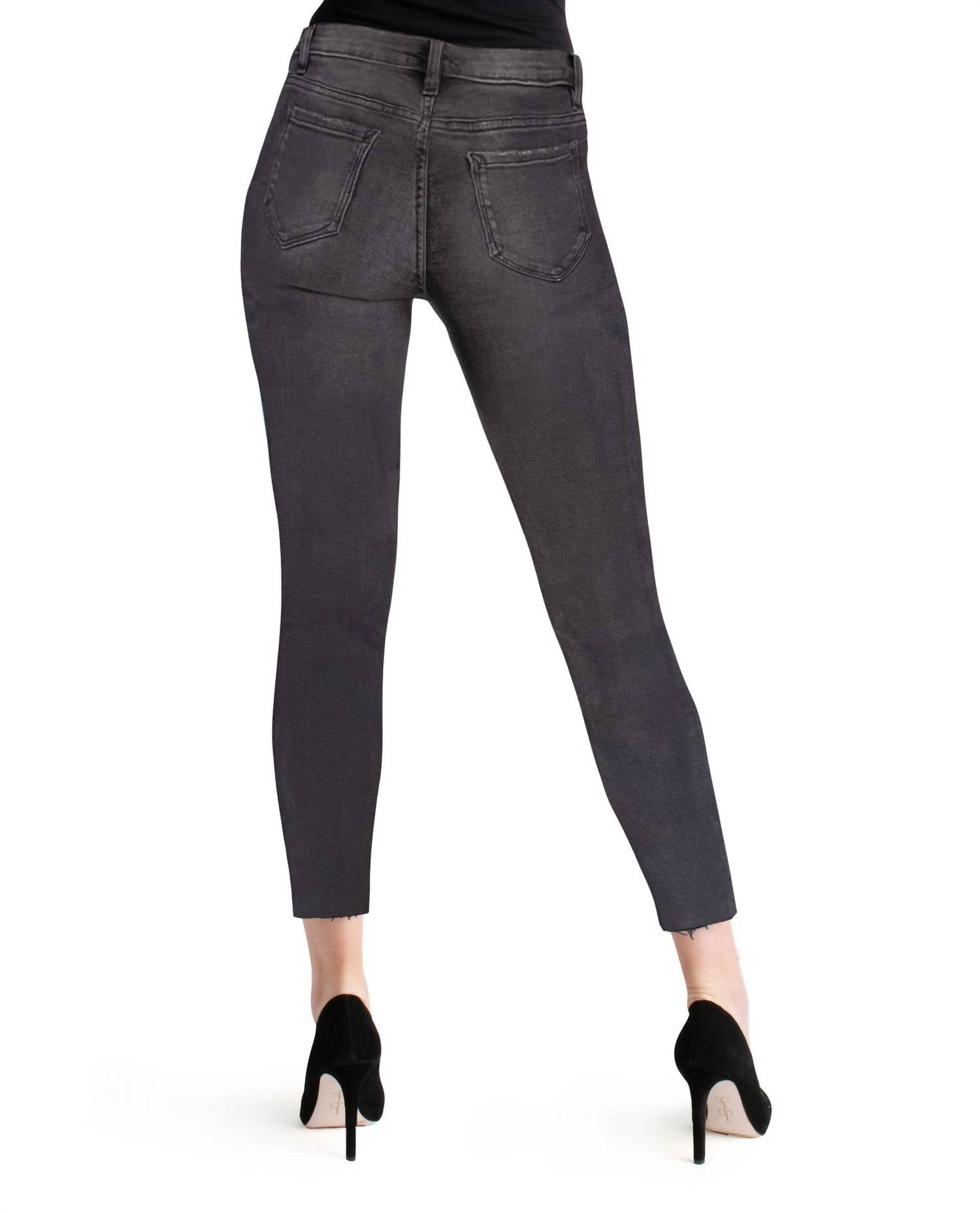 Kensie - High Rise Raw Hem Skinny Jean - black - clothing - cotton - blend