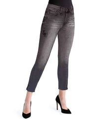 Kensie - High Rise Raw Hem Skinny Jean - black - clothing - cotton - blend
