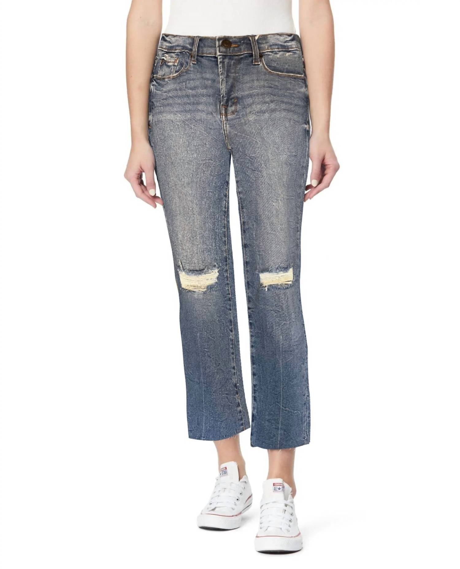 Kensie - High Rise Raw Hem Slim Crop Jean - ankle - clothing - cotton