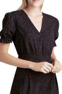 Kensie - Short Sleeve Belted V-Neck Jumpsuit