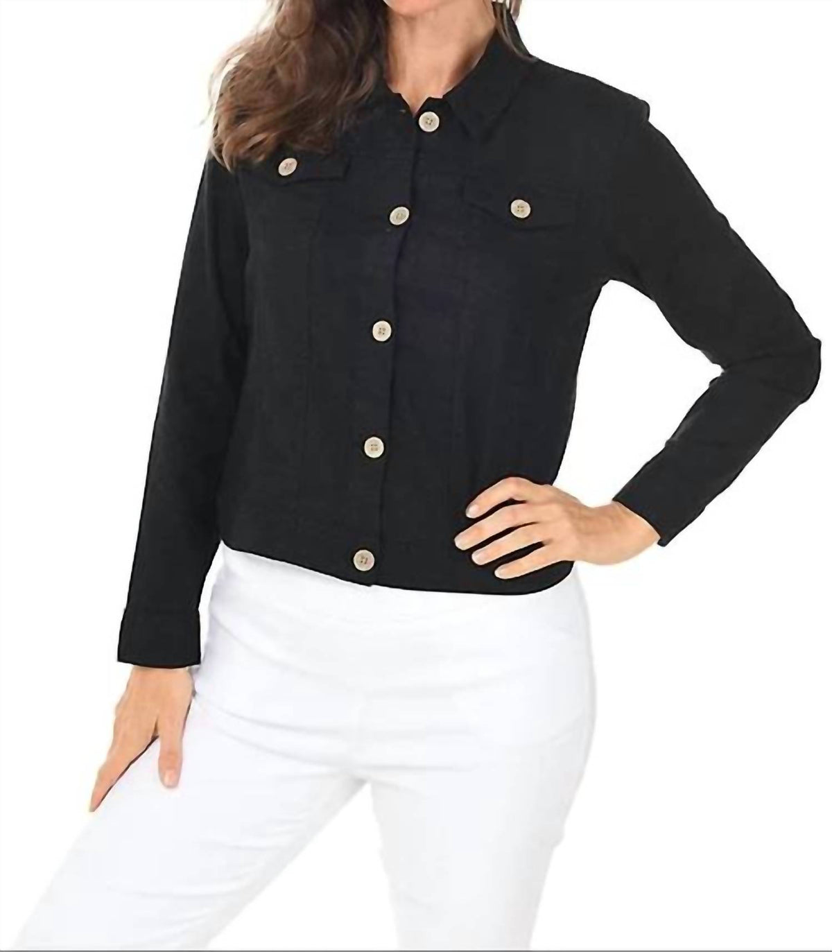 Keren Hart - Linen Jacket With Buttons - Plus