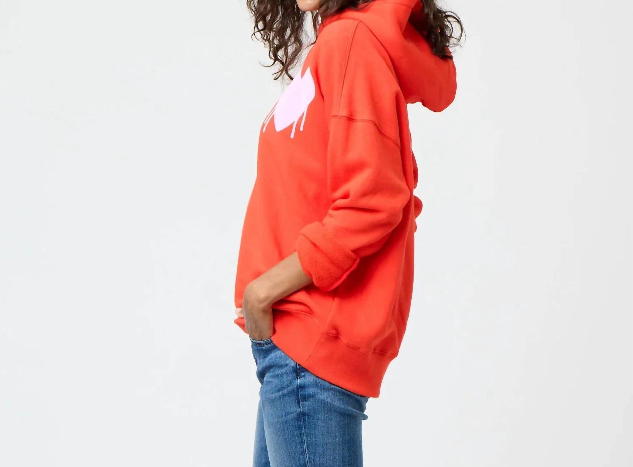 Kerri Rosenthal - Boyfriend Drippy Heart Sweatshirt - clothing - hoodies - red