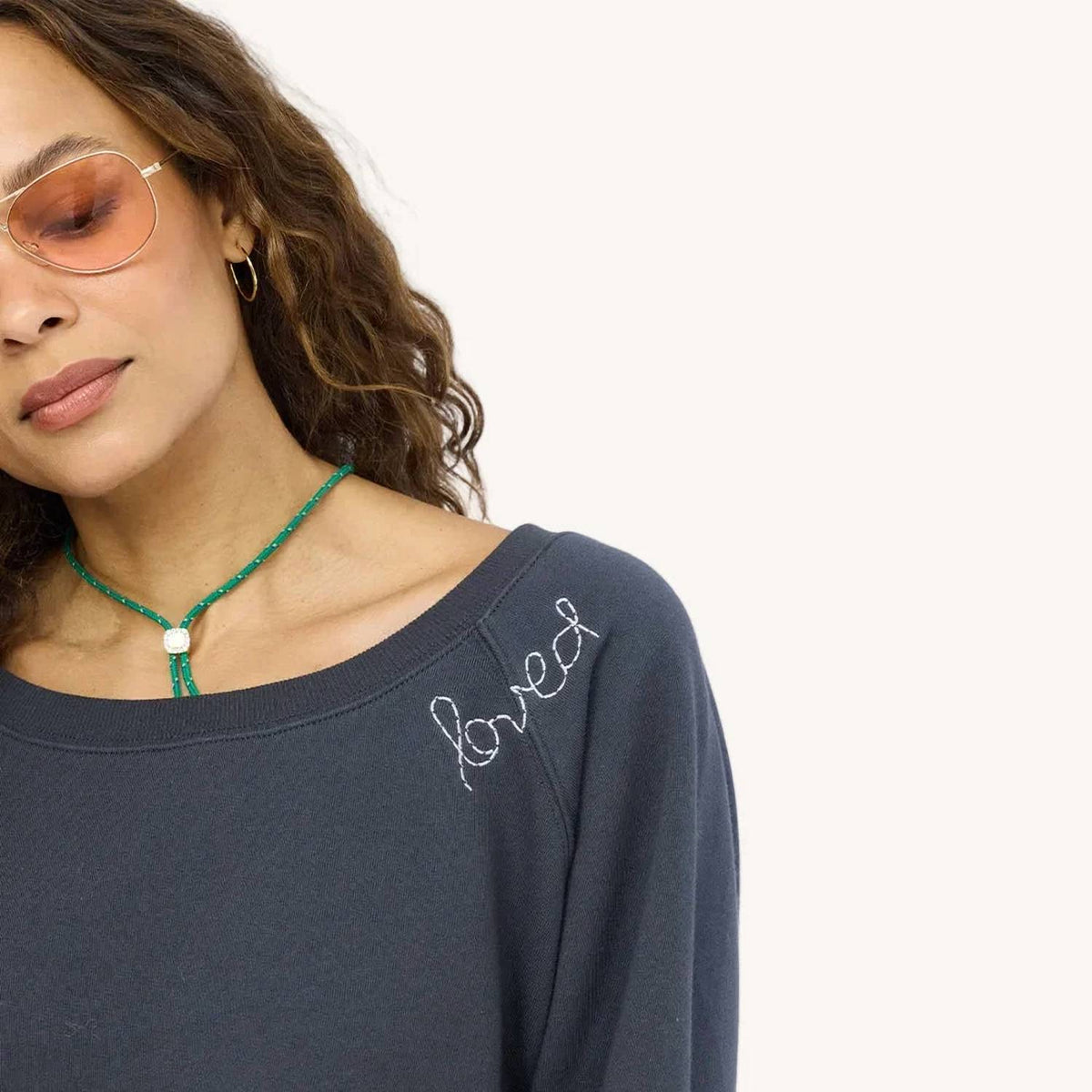 Kerri Rosenthal - Embroidered 'loved' Studio Sweatshirt