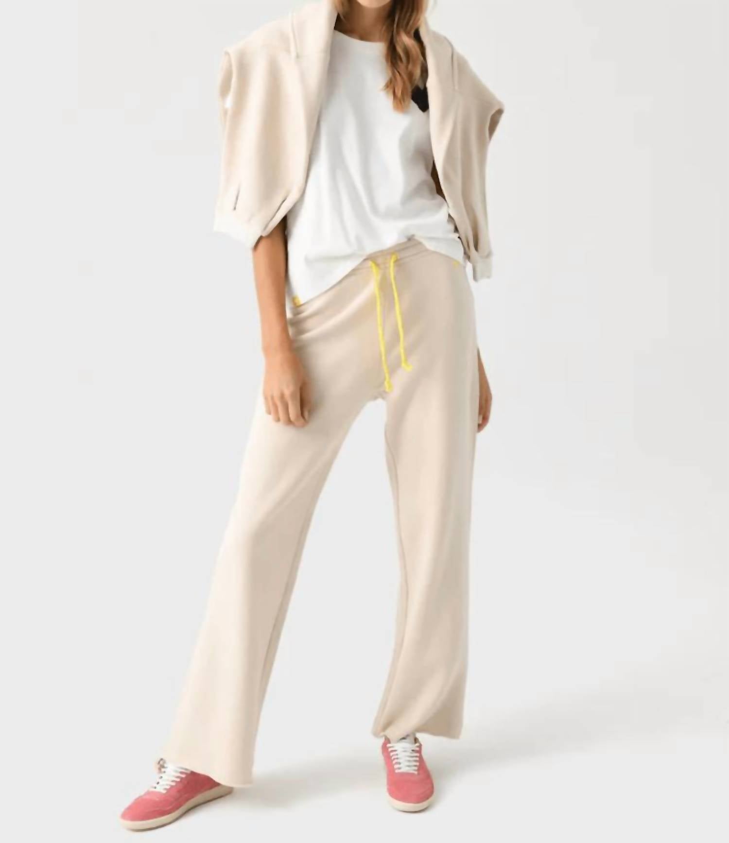 Kerri Rosenthal - Weekend Barb Sweatpant - beige - clothing - cotton