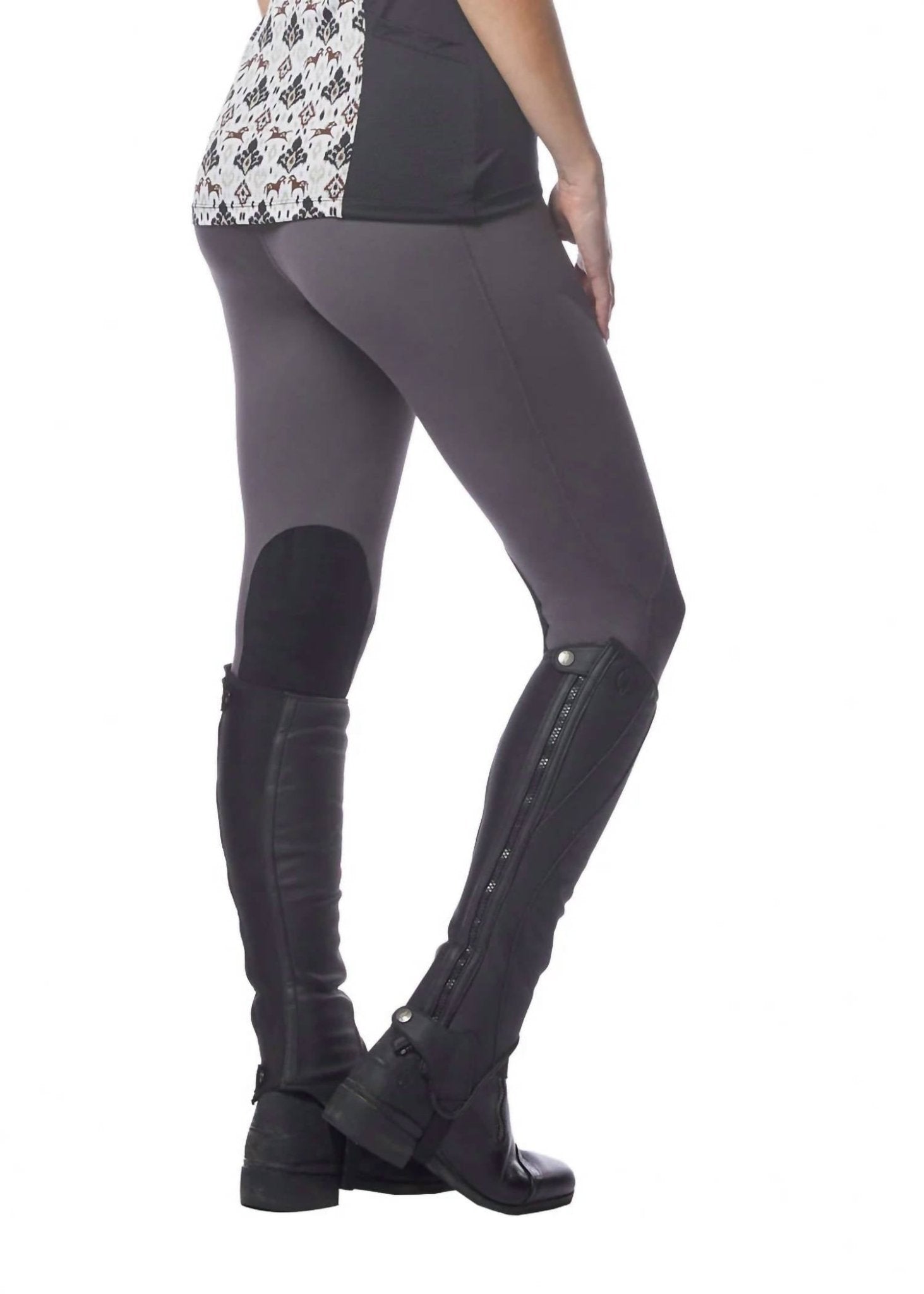 Kerrits - Women's Flow Rise Knee Patch Performance Tight Pants - ankle - clothing - cropped