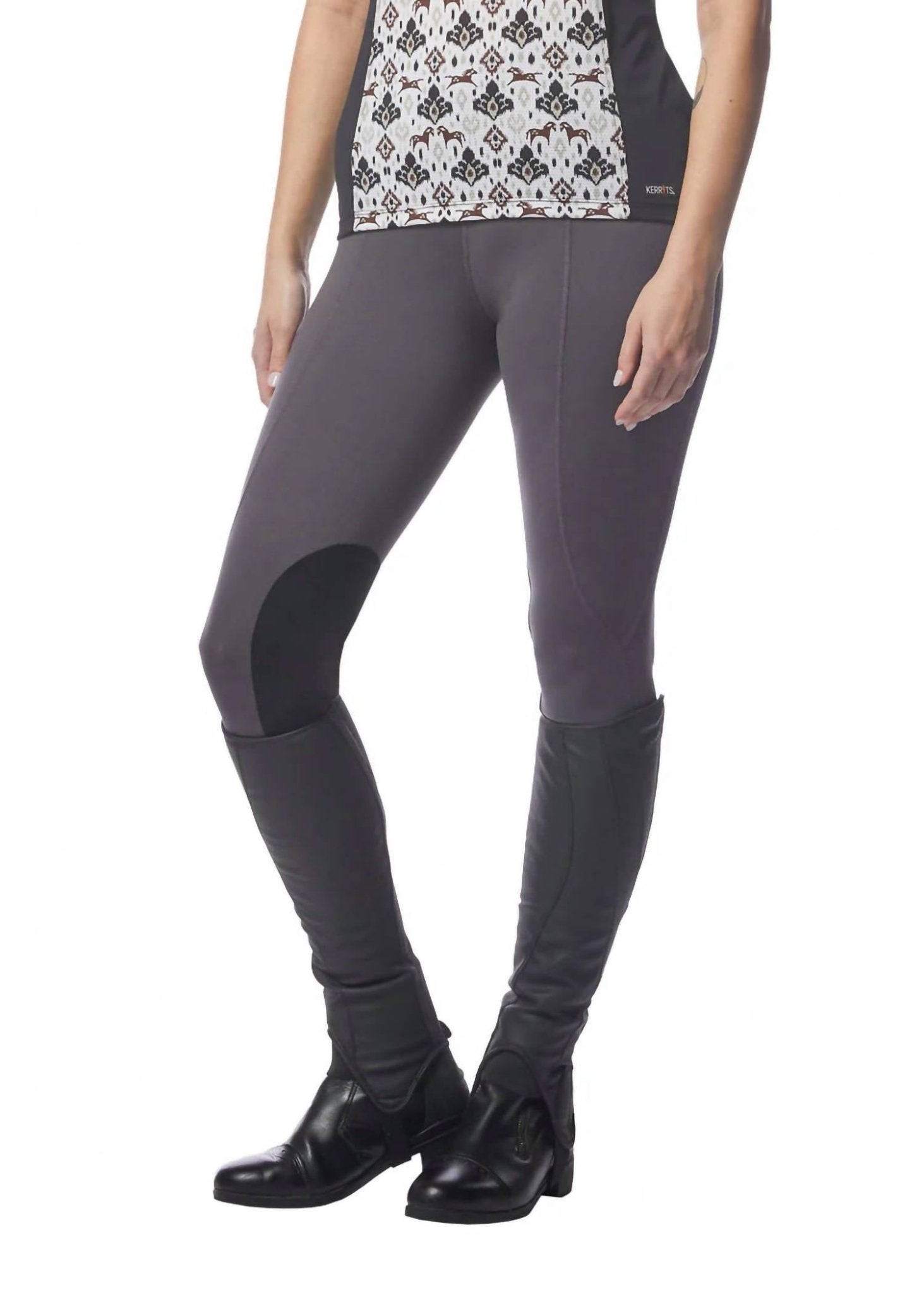 Kerrits - Women's Flow Rise Knee Patch Performance Tight Pants - ankle - clothing - cropped