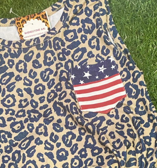 Kids Charm - Girls' Patriotic Pocket Tie - front Tank - animal - black - clothing