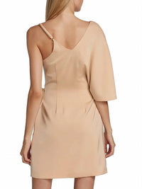 Kimberly Goldson - Laurel Wrap Silhouette Flutter Sleeve Mini Dress - beige - clothing - dresses