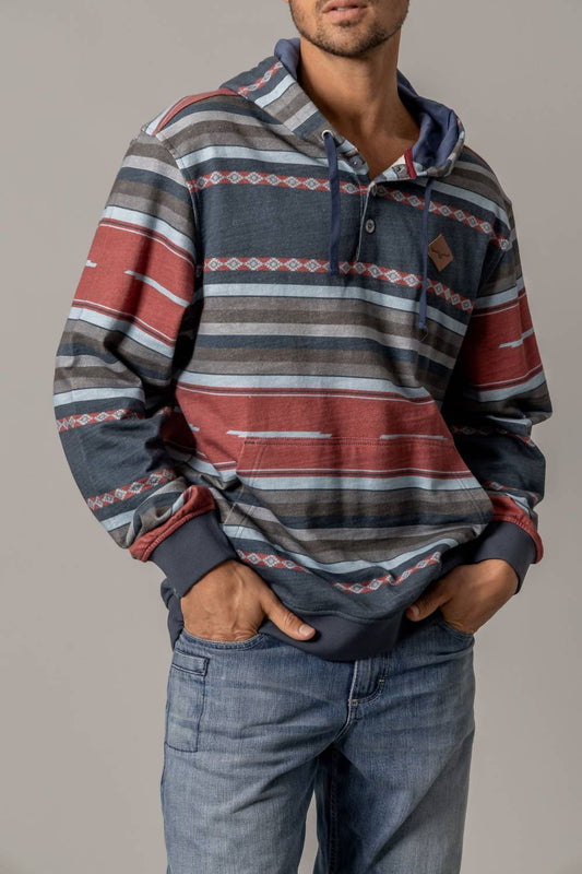 Kimes Ranch - Cantura Long Sleeve Striped Hoodie - blue - clothing - cotton - blend