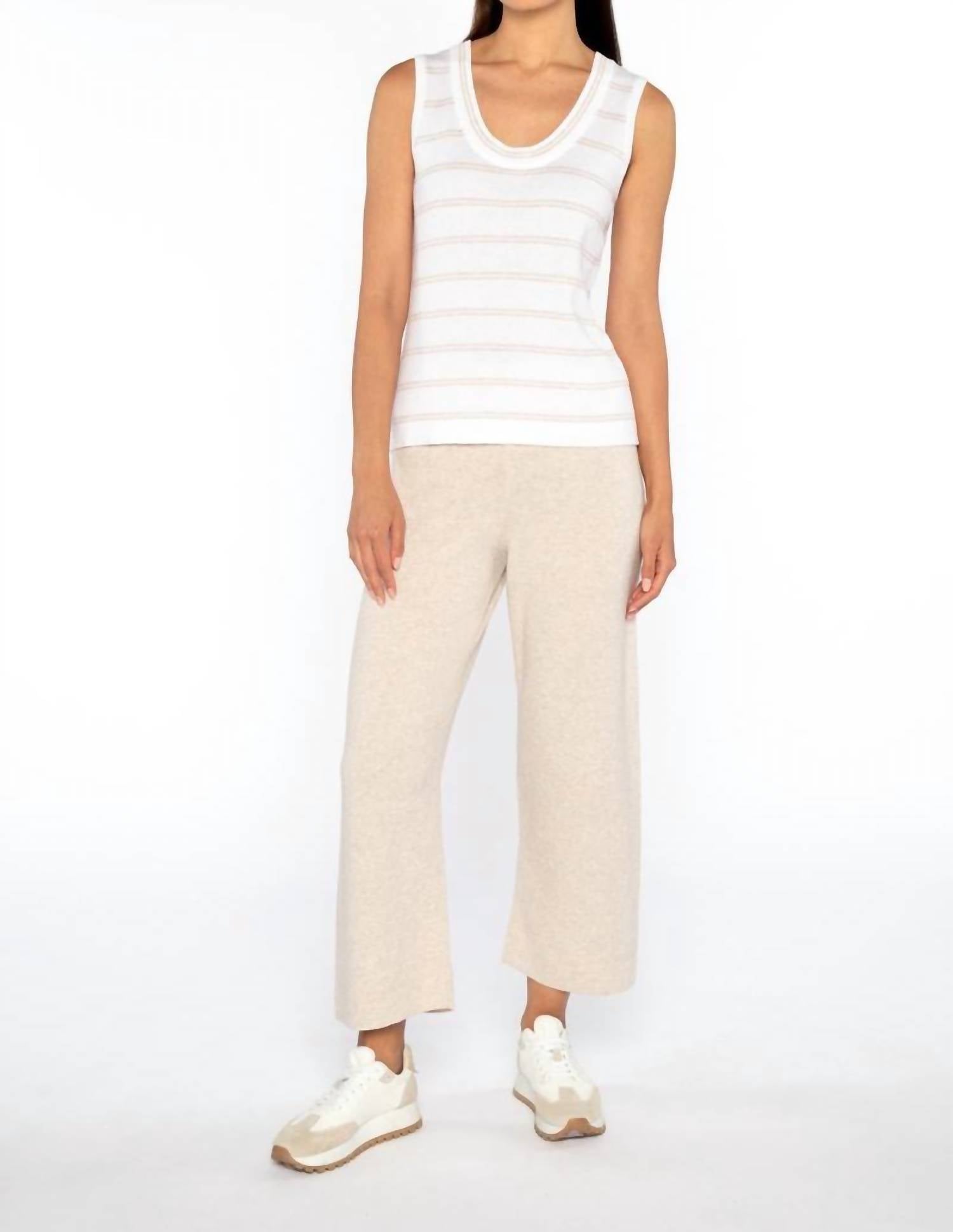 Kinross - Coverstitch Crop Pants - ankle - beige - clothing