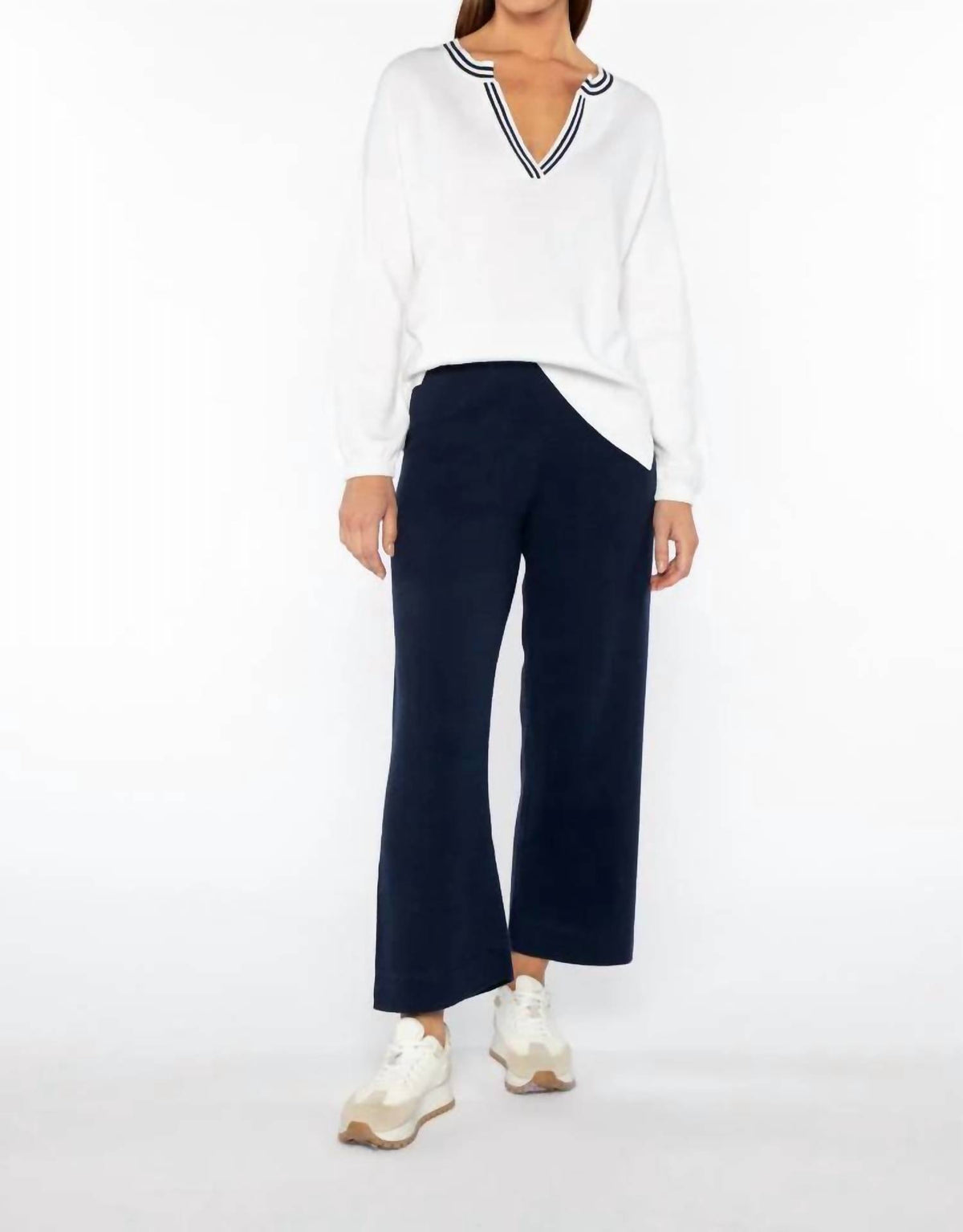 Kinross - Gathered Sleeve Splitneck Sweater