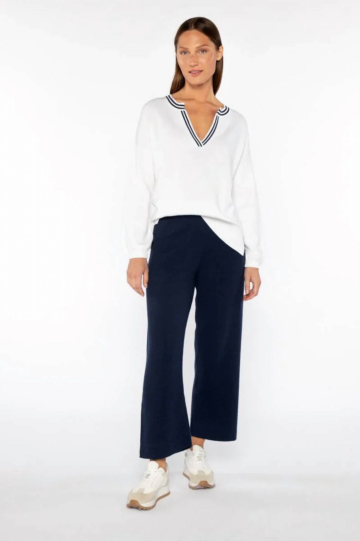 Kinross - Gathered Sleeve Splitneck Sweater
