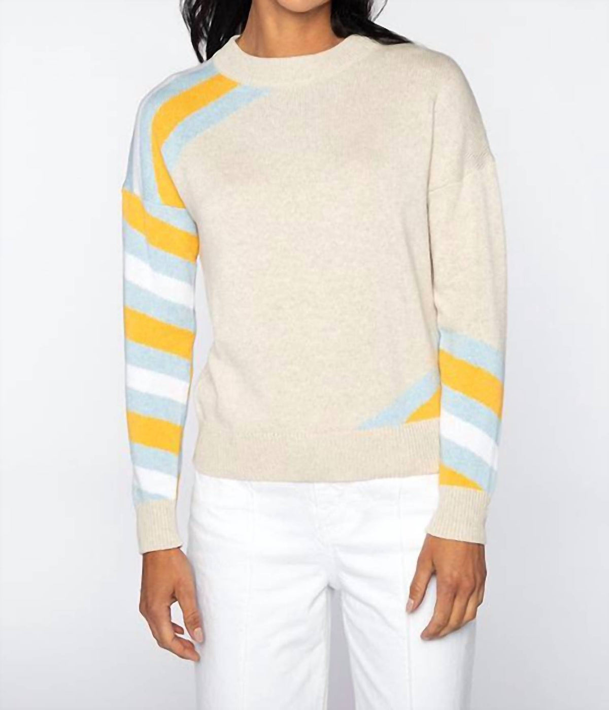 Kinross - Intarsia Stripe Crew Pullover Sweater
