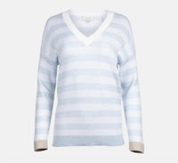 Kinross - Long Sleeve Stripe V Neck Sweater