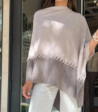 Kinross - Twist Stitch Cashmere Poncho - cashmere - clothing - grey