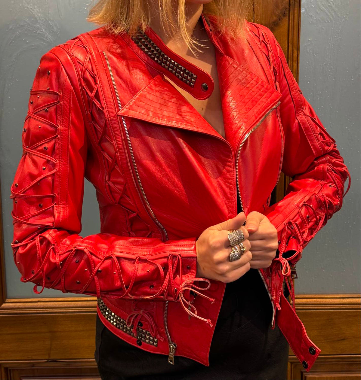 Kippys - Laced Heart Leather Moto Jacket