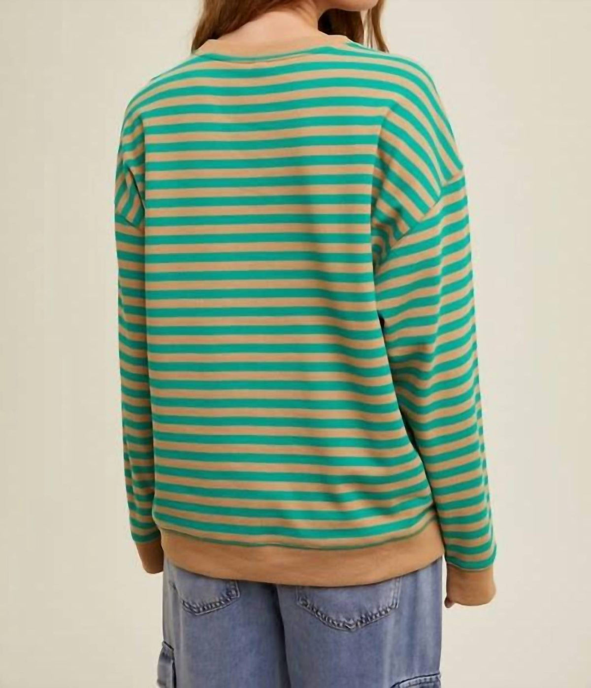 Kissed Apparel - Striped Oversized Crewneck Pullover