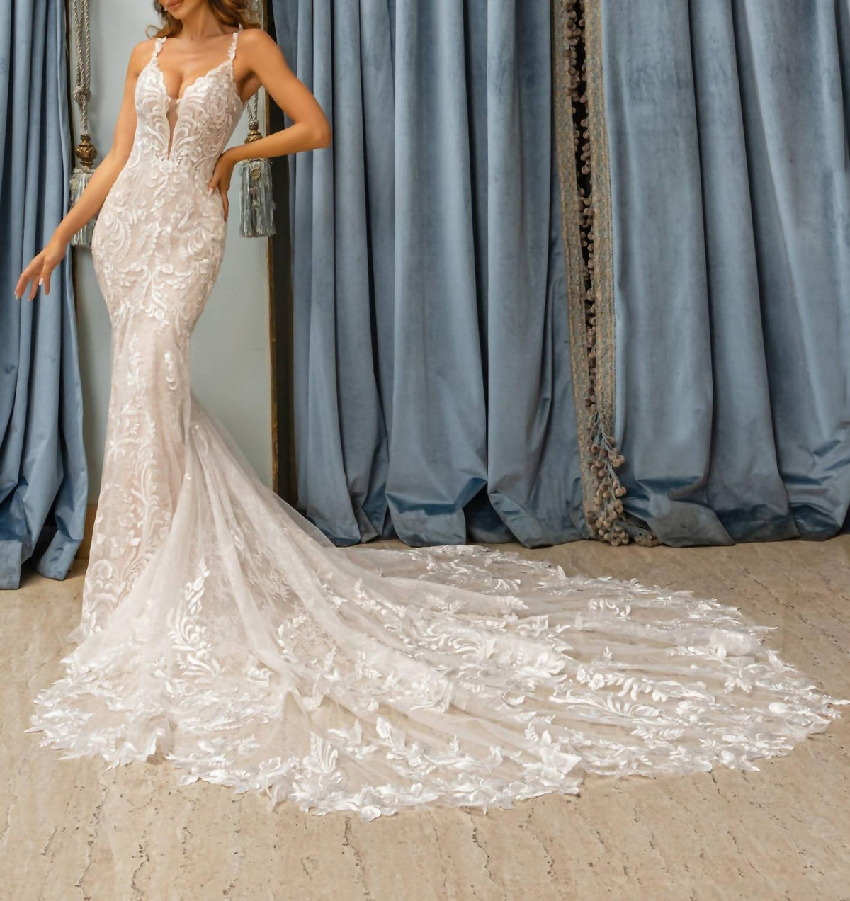 Kitty Chen Couture - Luna All Over Lace Gown